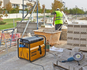 Atlas Copco QEP portable generator on construction site